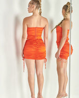 Satin Enchantment Corset Skirt Set Orange - Palazzo Couture Online