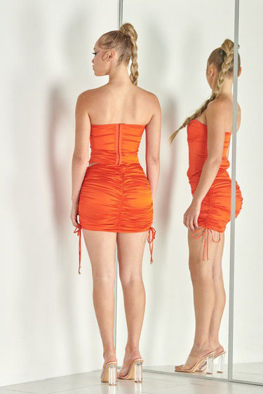 Satin Enchantment Corset Skirt Set Orange - Palazzo Couture Online