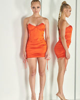Satin Enchantment Corset Skirt Set Orange - Palazzo Couture Online