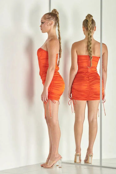 Elegant Orange corset two piece skirt set styled for going out