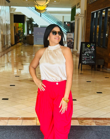 Satin Grace Halter Bodysuit - Nude - Palazzo Couture Online