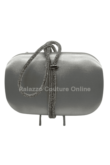Satin Night clutch (Silver) - Palazzo Couture Online