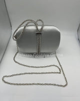 Satin Night clutch (Silver) - Palazzo Couture Online