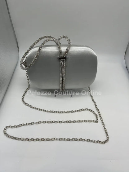 Satin Night Clutch (Silver) Hand Bag