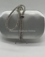 Satin Night Rhinestone Silver Clutch Bag - women's evening clutch