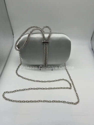 Satin Night Rhinestone Silver Clutch Bag - trendy women's bag