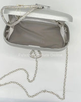 Satin Night Rhinestone Silver Clutch Bag - stylish purse for going out