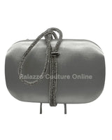 Satin Night Rhinestone Silver Clutch Bag for women - bag by Palazzo Couture