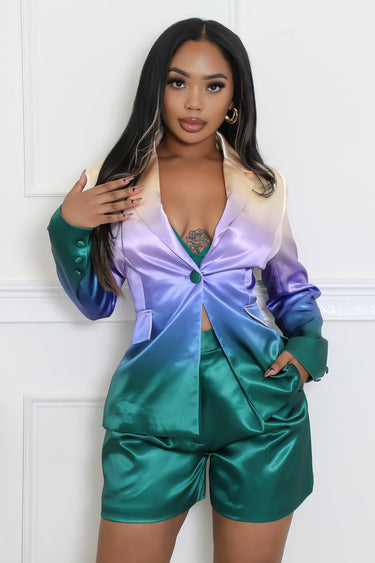 Satin Sunset Short and Blazer Set - Palazzo Couture Online