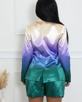 Women's  short set blazer style back view