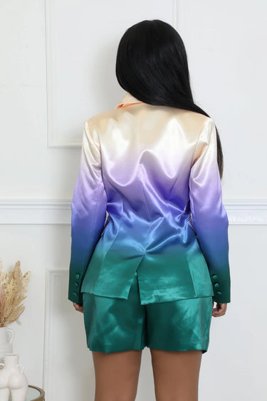 Women's  short set blazer style back view