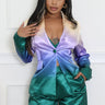 Satin Sunset Short and Blazer Set front view showing complete two piece short set