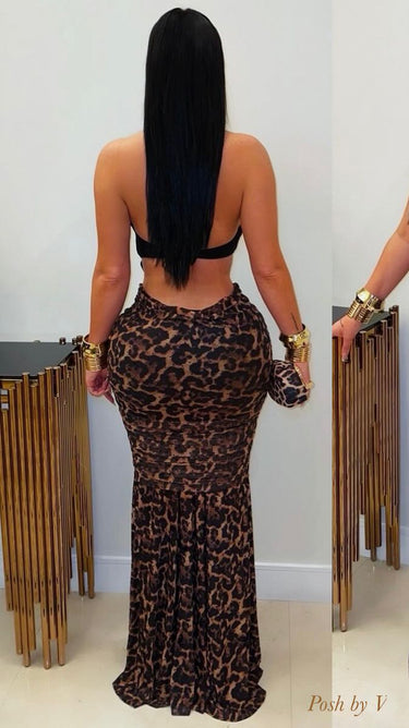 Savage Siren Leopard Mermaid Maxi Dress - Leopard - Palazzo Couture Online