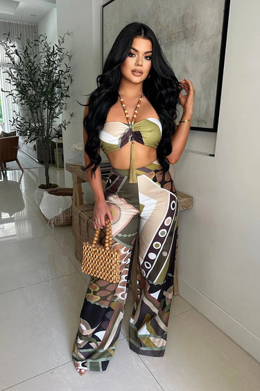 Savanna Rhythm Pant Set - Multi front view showing complete two piece pant set