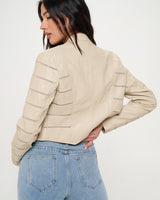 Savannah Breeze Moto Jacket (Cream) - Palazzo Couture Online