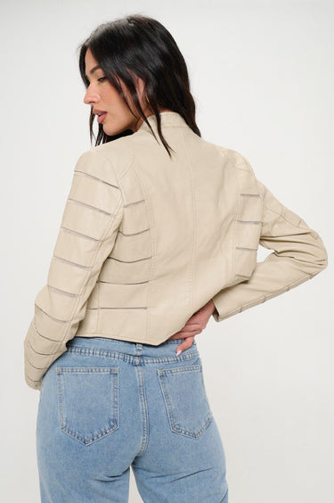 Savannah Breeze Moto Jacket (Cream) - Palazzo Couture Online