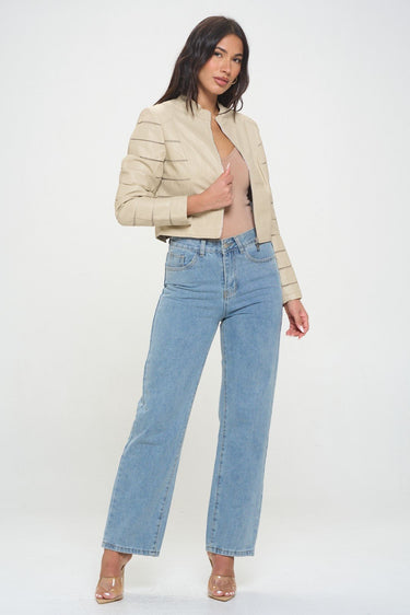 Savannah Breeze Moto Jacket (Cream) - Palazzo Couture Online