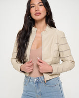Savannah Breeze Moto Jacket (Cream) - Palazzo Couture Online