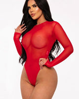 Scarlet Desire Bodysuit (Red) front view showing bodysuit silhouette and fit