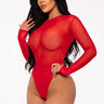 Scarlet Desire Bodysuit (Red) front view showing bodysuit silhouette and fit