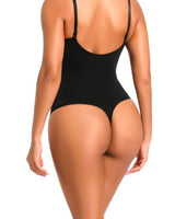 Sculpt & Smooth Thong Shaper Bodysuit - Black close up of thong fabric and design detail
