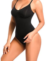 Sculpt & Smooth Thong Shaper Bodysuit - Black front view showing bodysuit silhouette and fit