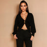 Sculpted Elegance Knit Sweater - Black - front view