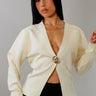 Sculpted Elegance Knit Sweater - Ivory - front view