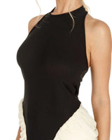 Women's  midi dress high neck style back view