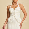 Sculpted Pleats Halter Mini Dress White - Palazzo Couture Online