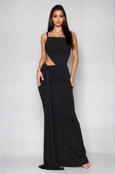 Sculpted Siren Cutout Maxi Dress - Black - Palazzo Couture Online