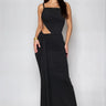 Sculpted Siren Cutout Maxi Dress- Black front view showing full-length maxi silhouette
