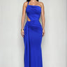Sculpted Siren Cutout Maxi Dress- Blue front view showing full-length maxi silhouette