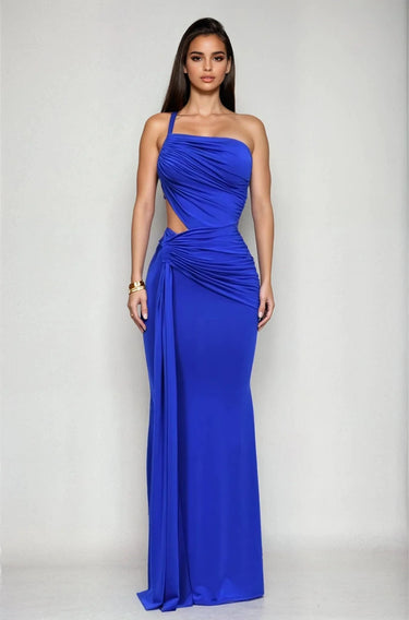 Palazzo Couture Online Women's Blue Maxi Cutout Dress, Size S