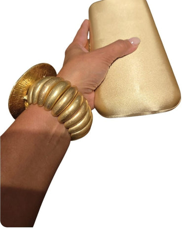 Sculptural Spiral Disc Cuff – Gold - Palazzo Couture Online