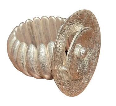 Sculptural Spiral Disc Cuff – Silver - Palazzo Couture Online