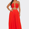 Sea Goddess 2PC Halter and Wide Leg Pant Set Orange - Palazzo Couture Online