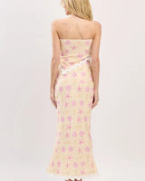Women's Yellow skirt set matching style back view