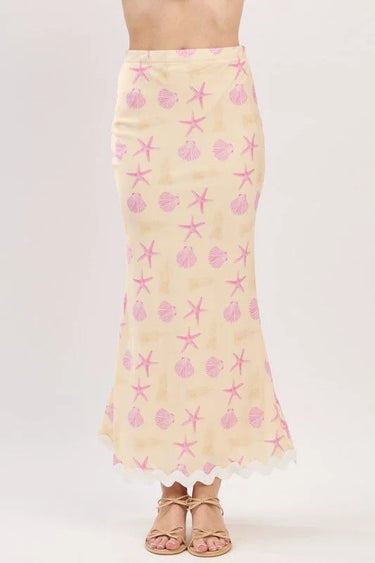 Seashell Muse Mermaid Skirt Set – Pale Yellow Two-Piece side view showing skirt silhouette and fit