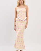 Elegant Yellow matching two piece skirt set styled for going out