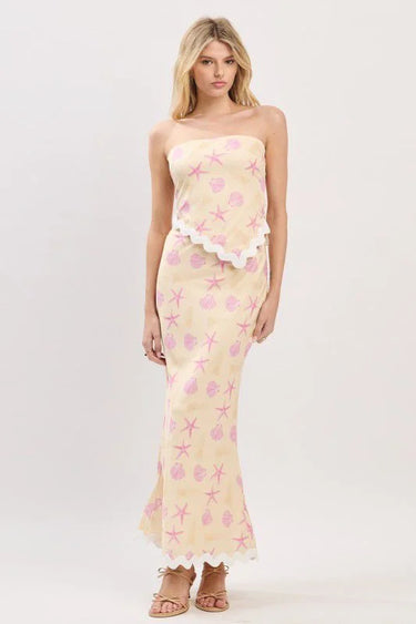 Elegant Yellow matching two piece skirt set styled for going out