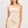 Seashell Muse Mermaid Skirt Set – Pale Yellow Two-Piece close up of matching top design and fabric