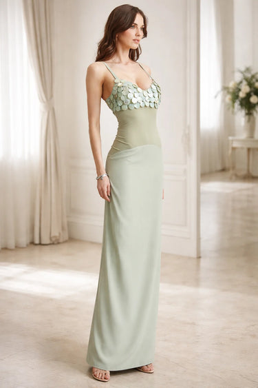 Women's Sage maxi dress elegant style back view