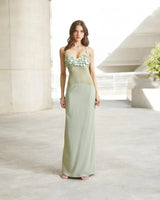 Seashell Muse Sculpted Maxi Dress - Sage close up detail of elegant design and fabric