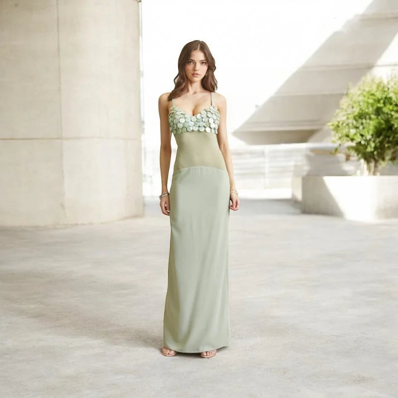 sculpted maxi dress Seashell Muse The ribbed finish highlights Color:Amber Oak Veneer Tadashi Shoji Lace & NEWYEAR26