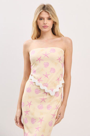 Seashell Muse Skirt Set - Pale Yellow - Palazzo Couture Online