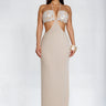 Seashell Siren Knit Maxi Dress - Natural close up detail of knit design and fabric