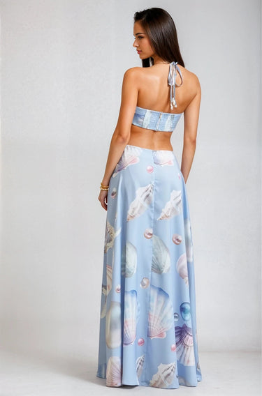 Seashore Glow Seashell Maxi Dress - Blueshell - Palazzo Couture Online