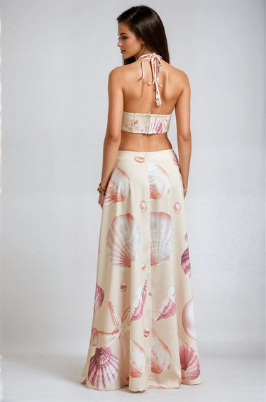 Seashore Glow Seashell Maxi Dress - Pinkshell - Palazzo Couture Online