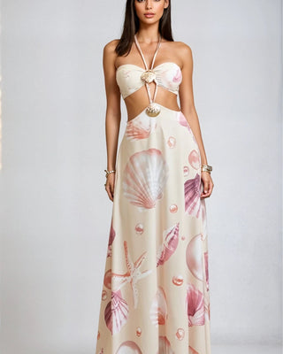 Seashore Glow Seashell Maxi Dress - Pinkshell - Palazzo Couture Online